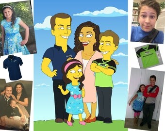 Personalized Family portrait. - father gift. Family portrait illustration. gift for family. gift for dad. wife personalized.grandfather gift