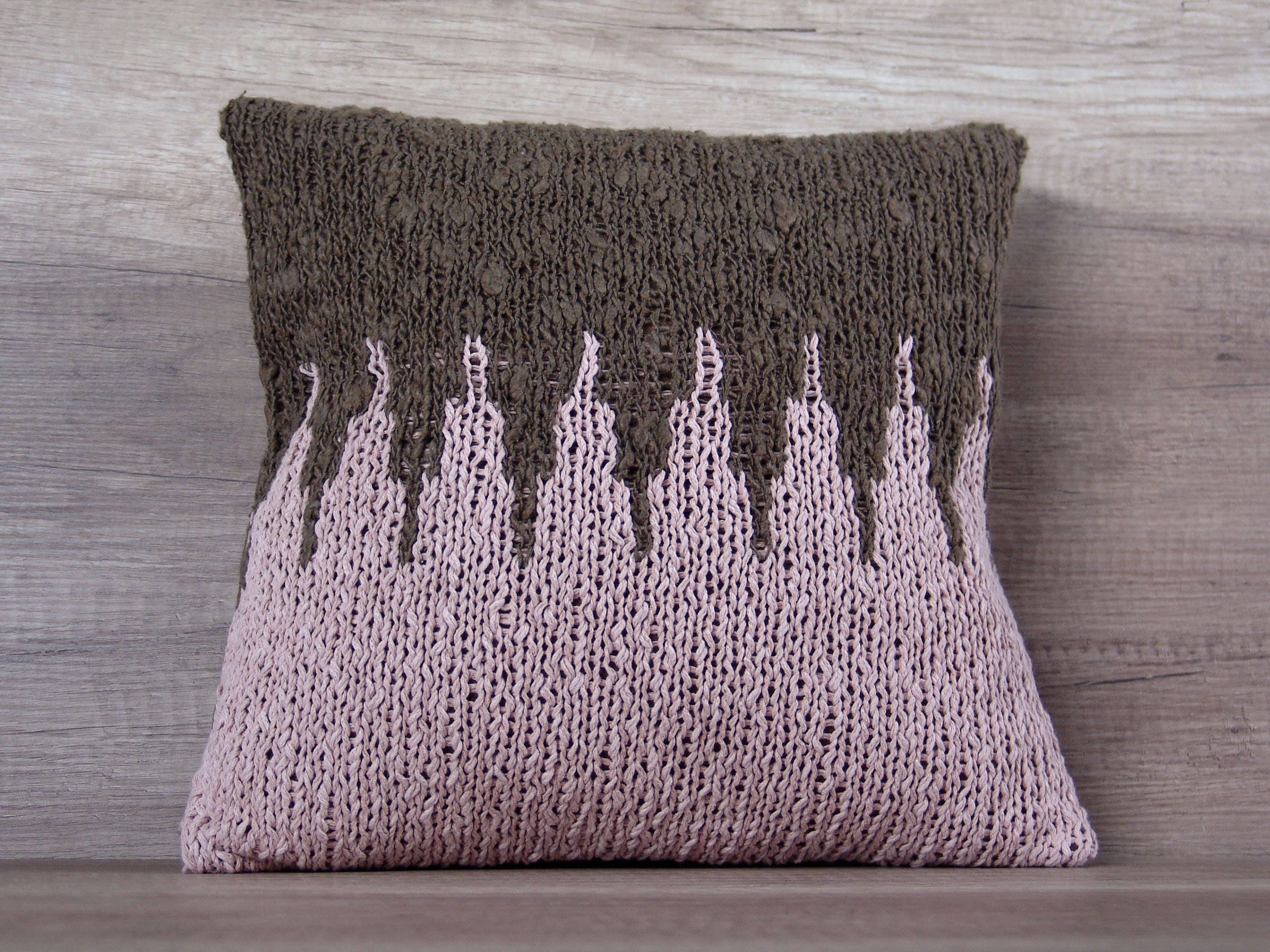 Light pink knitted euro pillow covers elegant knit decorative
