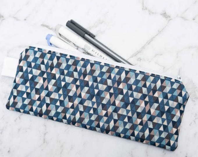 Blue Triangles Pencil Case