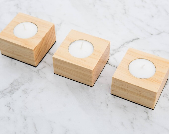 Pine Tea Light Holder Set