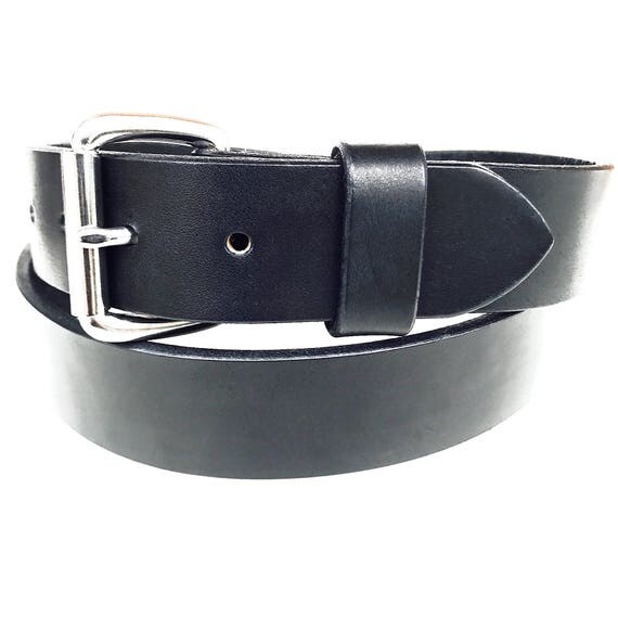 Heavy Duty Black Leather Belt 1-1/2 Wide Full Grain Men