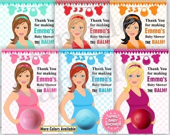 Baby Shower Favors for EOS lip balm - Printable Favor Template - Baby Bump Pregnant Mother to be - Personalized Thank you favors EOS1