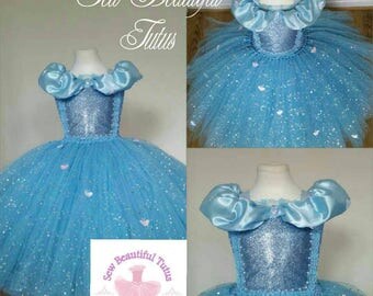 Cinderella Sparkle Ball Gown Girl tutu dress - Fun Party Outfit Fancy Cute Birthday Photo Shoot Princess Fairy Tale