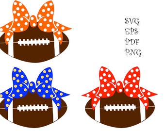 Football with Bow SVG, Preppy Football, Polk Dot Bow, Cricut, Silhouette SVG