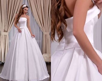 Bertha - Ball Strapless Satin Wedding Dress