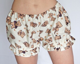 Cute Bear Bloomers - Adult Bloomers - DDlg - DDlg Panties - Lolita - Baby Bears - Sissy Lingerie - Sissy Boy - Low Rise - Cream