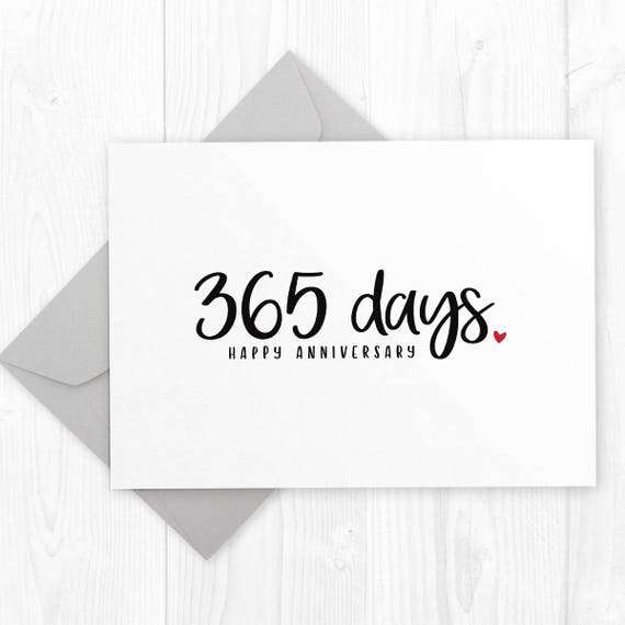 First Anniversary Printable Card 365 days Anniversary Card