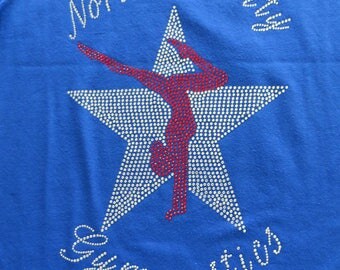 Gymnastics, Customize with your team (10x7.75) Rhinestone Bling T-Shirt Customize 1.25/letter rhinestones 5/ line in glitter vinyl