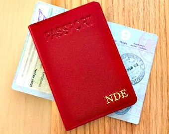 Custom passport holder, personalized passport holder, RFID passport holder, 3rd anniversary gift , leather anniversary gift for her * Red
