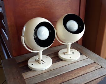 Vintage Mid Century Modern Lightolier Globe Eyeball lamp Track Lights fixture with 2 / 2 ball similars wall lamps or rail
