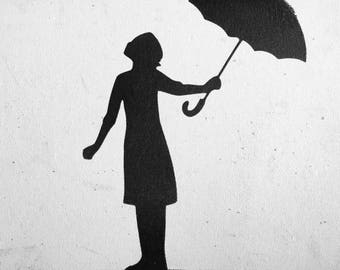 Girl with Umbrella 8x10 Art Print