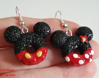 Orecchini anallergici dolci artigianali Topolino e Minnie / Mickey Mouse and Minnie candy Handmade Earrings