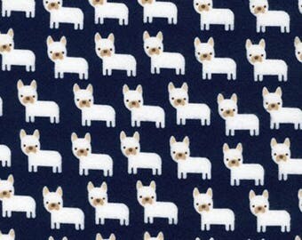 Dog Fabric: NEW Robert Kaufman Midnight Black Urban Zoologie Minis - French Bulldog 100% cotton FLANNEL fabric (RK57)