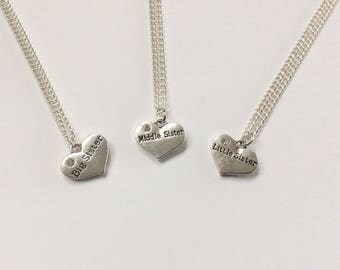 Big Sister Necklace, Middle Sister Necklace, Little Sister Necklace, Gift for Sisters, Sister Jewellery, Gift for Daughters