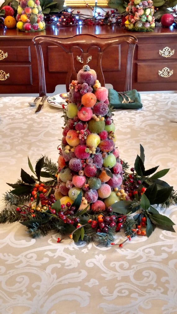 Sale Christmas Centerpiece Sugared Fruit Topiary Holiday