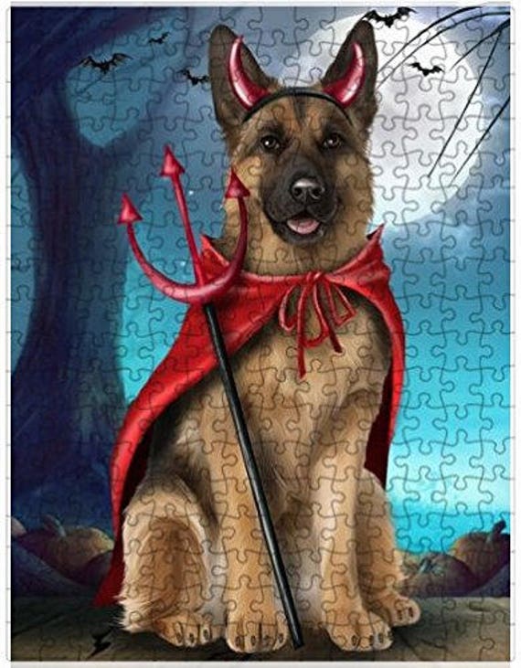 Happy Halloween Trick or Treat German Shepherd Dog Devil