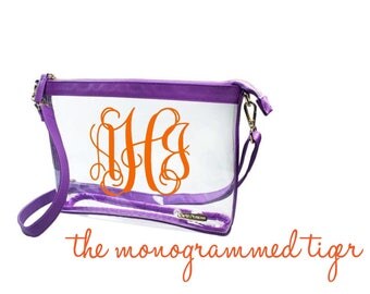 Purple crossbody clear stadium bag