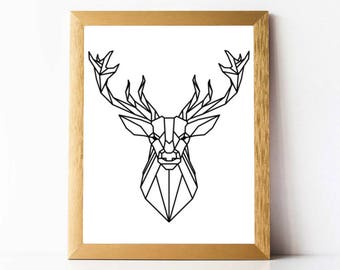Geometric deer | Etsy