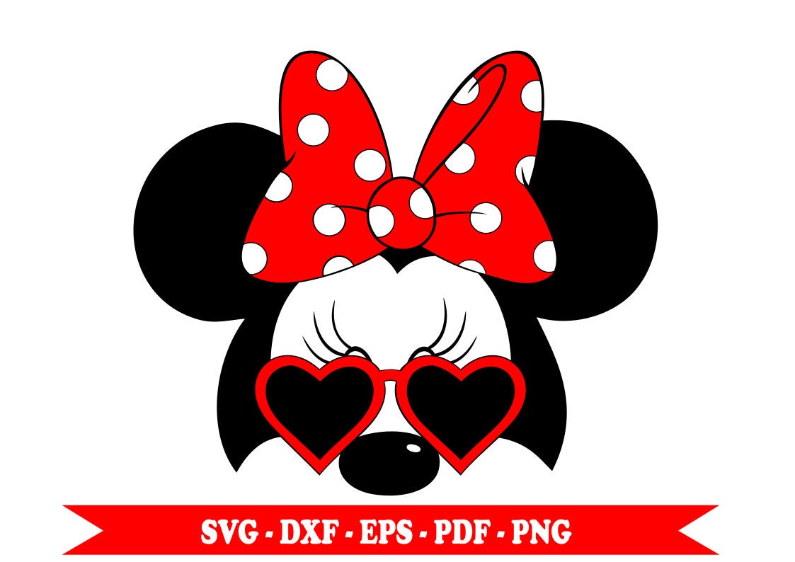 Download Minnie mouse with red svg glasses clip art in SVG digital