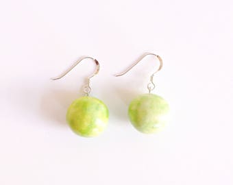 Sterling Silver Earrings, Ceramic Earrings, Ceramic Jewelry, Clay Earrings, Colourful Green Earrings, Geometric Jewellery, Boho Earrings