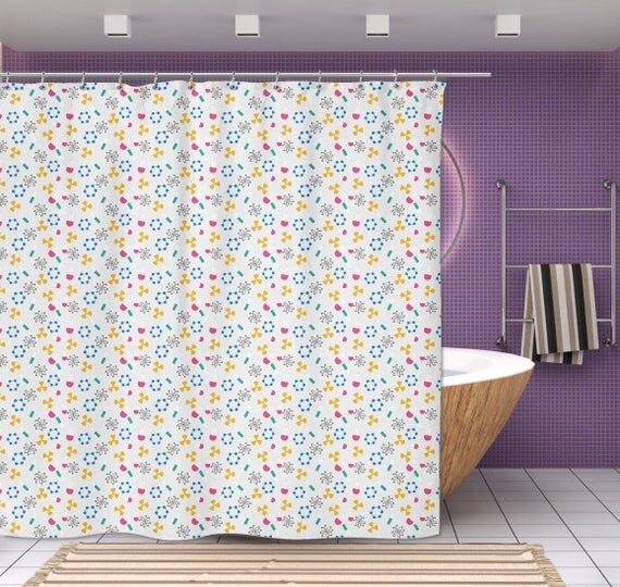 New Science Shower Curtain Atoms Beakers & Molecules