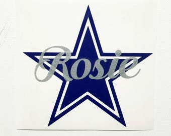 Dallas Cowboys Decal / with name decal / custom/ choice of color / yeti decal /