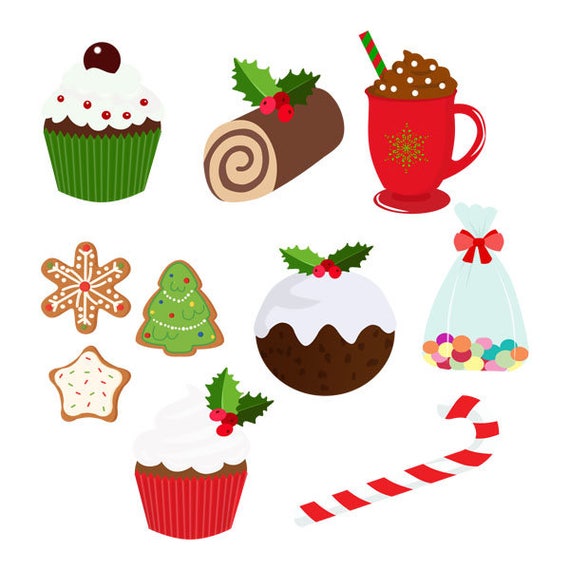  Christmas Treat Set Clip Art Food Yummy Sweet Holiday 