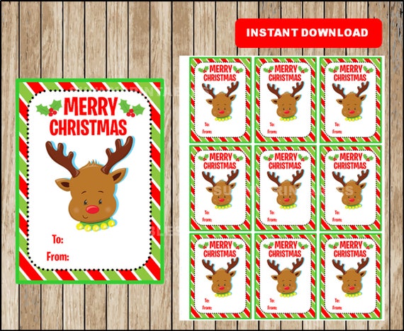 Christmas Gift Tags Reindeer Tags Merry Christmas