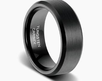 mens black wedding ring black tungsten ring black bandmens womens wedding band - Black Wedding Ring For Him mens black wedding ring black tungsten ring black bandmens womens wedding band - Black Wedding Ring For Him