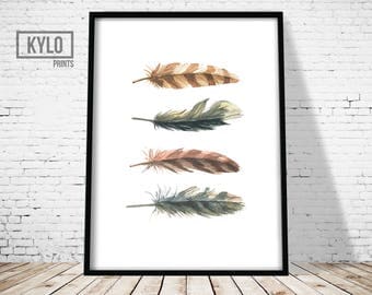 Feather Art Print, Watercolour Feather Print, Wall Art Print, Minimalist feather print, Feather print, Watercolour print, Home Print, Modern