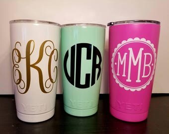 20 Oz YETI Rambler/ Monogrammed Yeti/ Custom Yeti/ 20oz Powder Coated Yeti/ Colored Monogram Yeti/