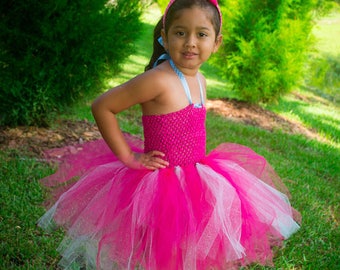 Poppy Troll tutu dress with Hair Headband, trolls costume, poppy dress