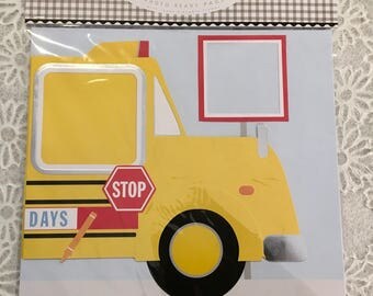 School Bus 12x12 Photo-Ready 2 Pages by Meri Meri with reposition Photo Frames