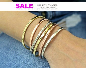 Personalized Cuff - Name - Date - Coordinates - Numeral Numbers -Custom Couples Bracelet -Gold /Rose Gold/ Silver Bracelet - Engraved -