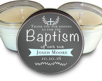 Baptism Favor // Baptism Candle Favor // Baptism Thank You // Boy Baptism // Baptism Candle for Baby Boys Set of 6 - 4 oz