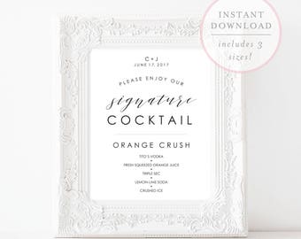 Signature Cocktail Sign. Signature Cocktails Template. Signature Drink Sign. Bar Menu Printable. Bar Menu Template. Drinks Menu Sign. (SH)