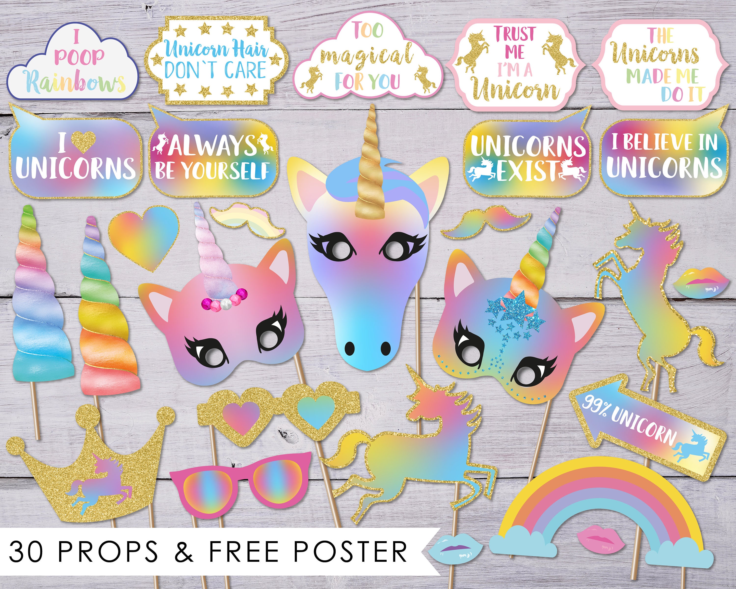 Download Unicorn Photo Props Unicorn Photo Booth Props Unicorn Party