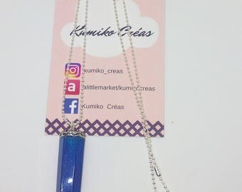 Resin Necklace blue hexagonal shape