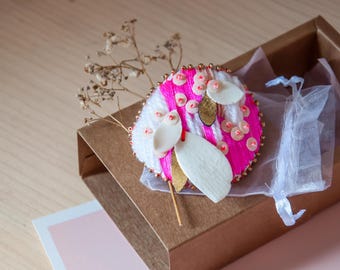 PORCELAIN & TEXTILE - flower BROOCH