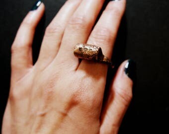Electroformed Copper Wild Raw Nugget Bullion Ring, Unique Artisan Ring