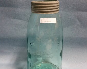 Vintage Blue Crown Gallon Jar