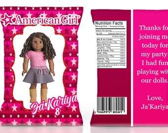 American Girl chip bag American Girl party American Girl invitation American Girl favor American Girl birthday party--DIGITAL FILE ONLY