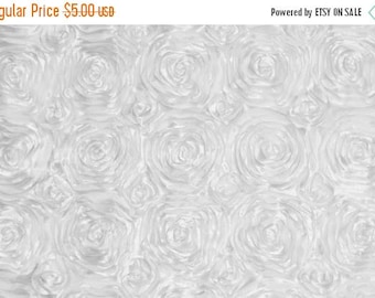 ON SALE WHITE Satin Rosette Fabric by the Yard