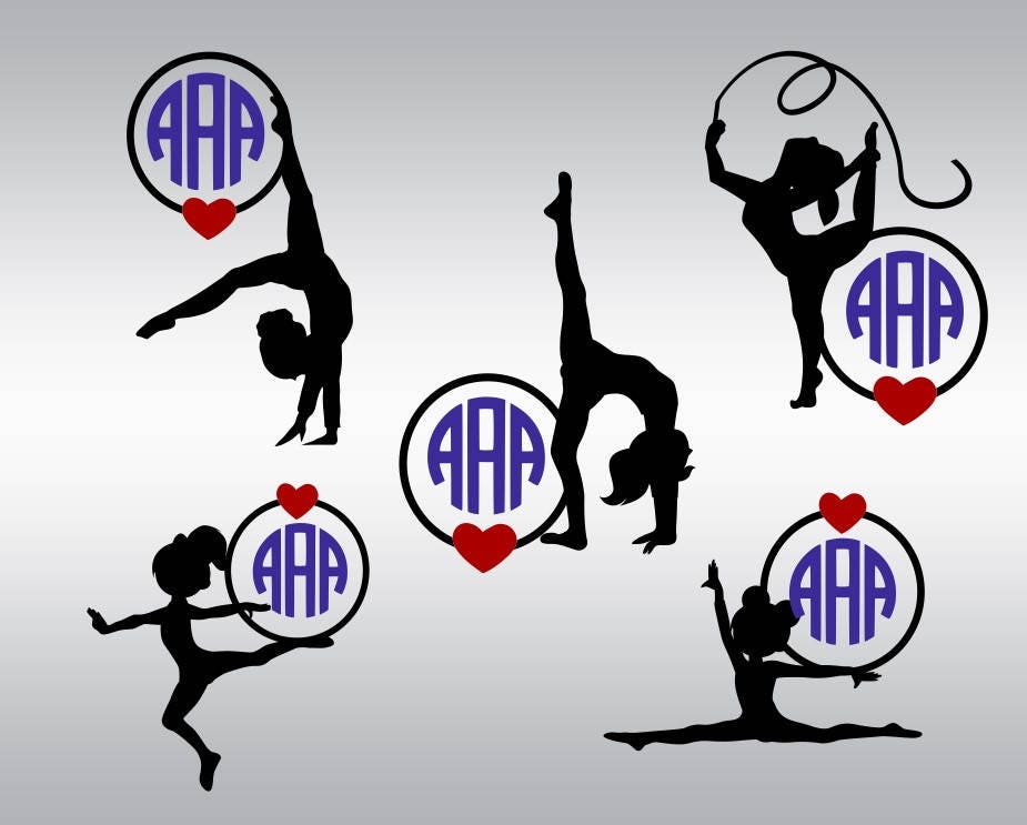 Download Gymnastic monogram SVG Clipart Cut Files Silhouette Cameo Svg