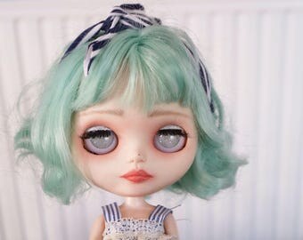 Custom Blythe Dolls For Sale by OOAK Blythe doll -Summery mint coloured hair custom doll.