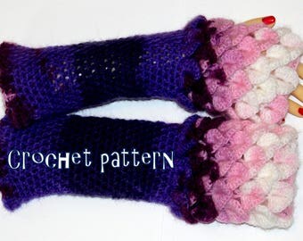 PDF PATTERN long Dragon Gloves Dragon Scale Gloves Fingerless Crocodile Stitch Game of Thrones Arm warmers crochet pattern