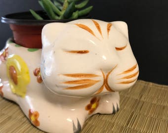 Vintage ceramic cat planter