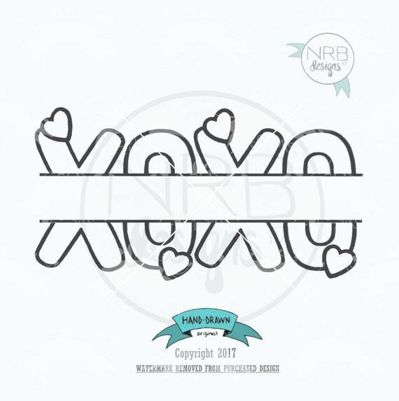XOXO Lettering Frame SVG PNG psd dxf border kiss hug
