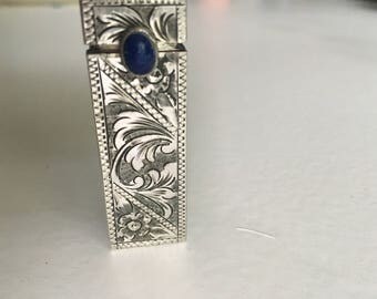 Silver Lipstick holder with Blue Azuli stone cobichan