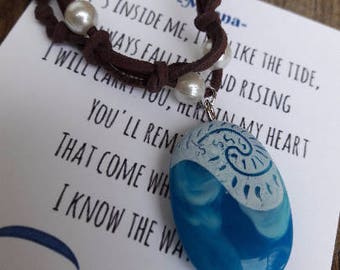 Moana's Magical Necklace Heart of Te Fiti birthday party gift costume cosplay Moana movie jewelry notecard inspirational note Moana necklace